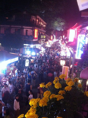 It's extremelyh busy in West Street at night (Yangshuo)