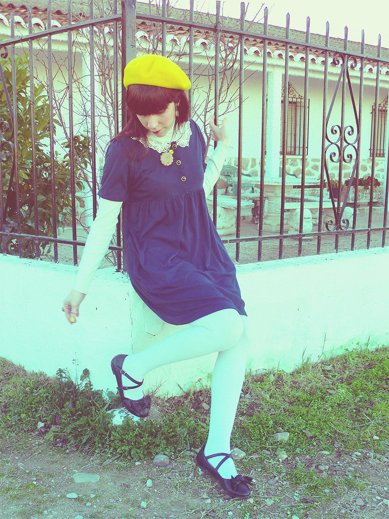 Madeline Inspired: Blue Dress, Yellow Beret, Black Shoes