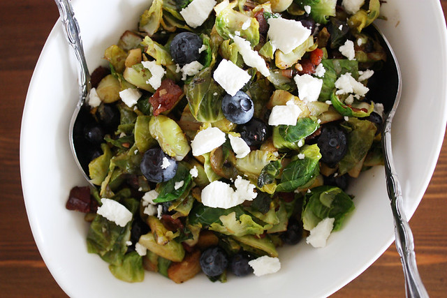 balsamic brussels sprouts salad with bacon + blueberries // Girl Versus Dough