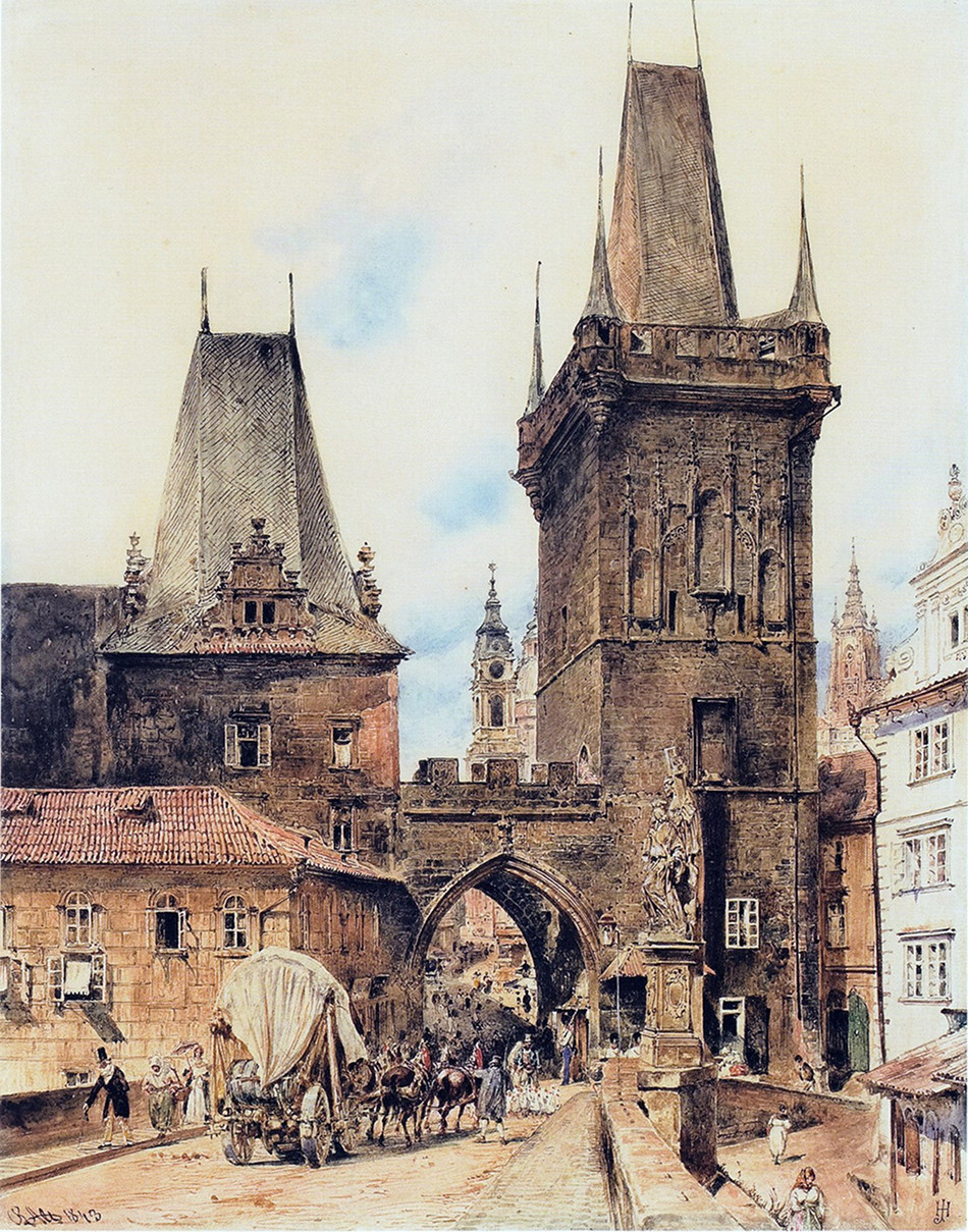Bridge Tower Lesser Town in Prague by Rudolf von Alt, 1843