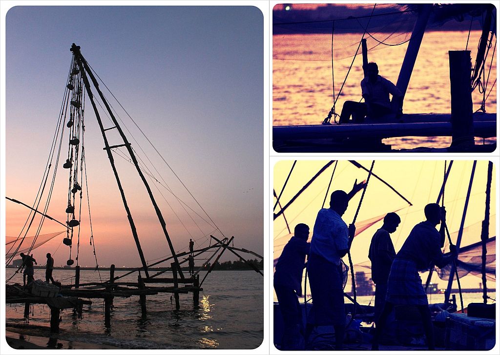 Fort Cochin Fishermen at sunset