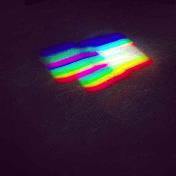 There are prisms built into the walls that cast rainbows everywhere