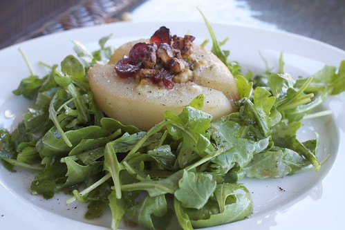 Roasted Pear Salad with cranberries and blue cheese
