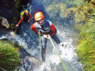 Clare Rappeling a Waterfall