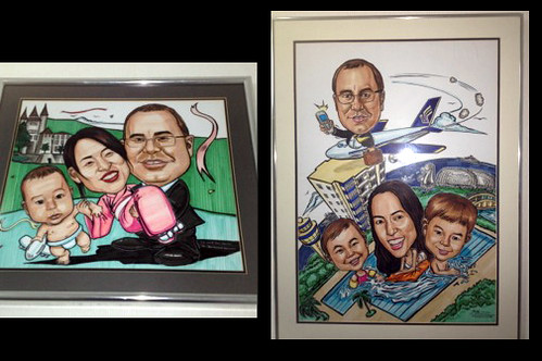 An old client with his family caricatures done by Jit over the years
