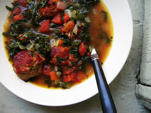 kale soup with turkey meatballs