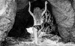 Nikon D800 E Photos of Swimsuit Bikini Model with Blonde Dreadlocks in Sea Cave !