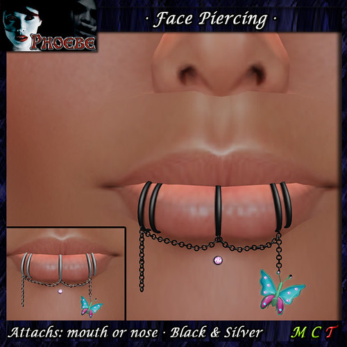 *P* Butterfly Mouth Piercing ~Black & Silver~