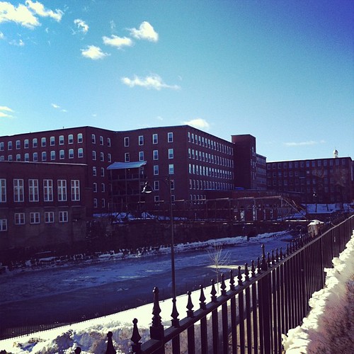 the old textile mills on the Saco River #maine