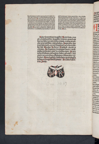 Colophon and printer’s device of Petrus Lombardus: Sententiarum libri IV