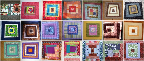 Free Form Log Cabin Blocks for the 'My Favorite Block Quilt Along'