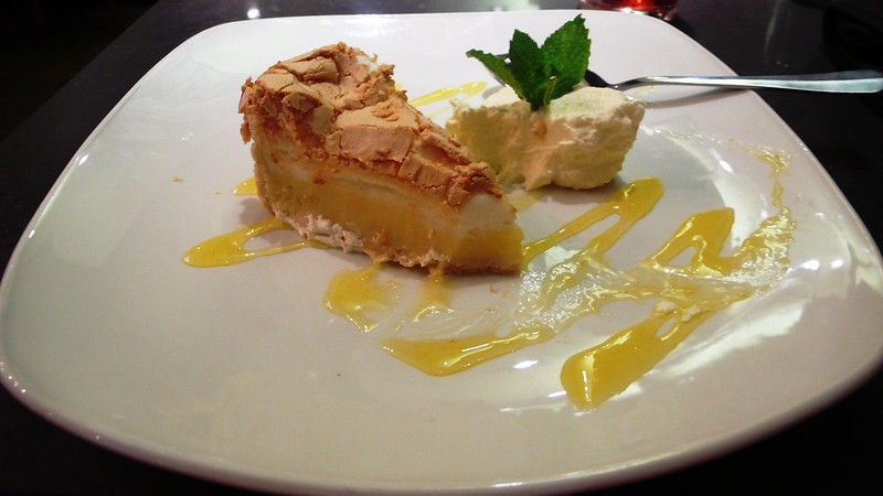Lemon Meringue Pie and cream in the Toby Carvery, Romford