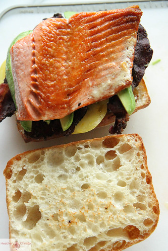Crispy Salmon, Bacon and Avocado Sandwich