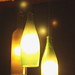 Pendant bottle lamps with wood hanging plate