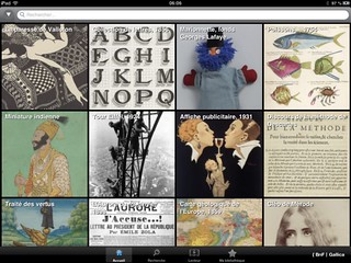 Page d'accueil de l'application Gallica sur iPad