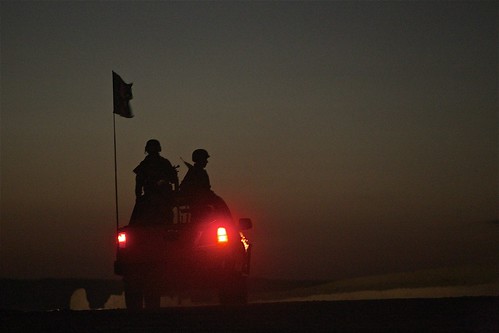 Soldiers from the 2nd Brigade, 215th Corps on patrol in Sangin, Helmand. 