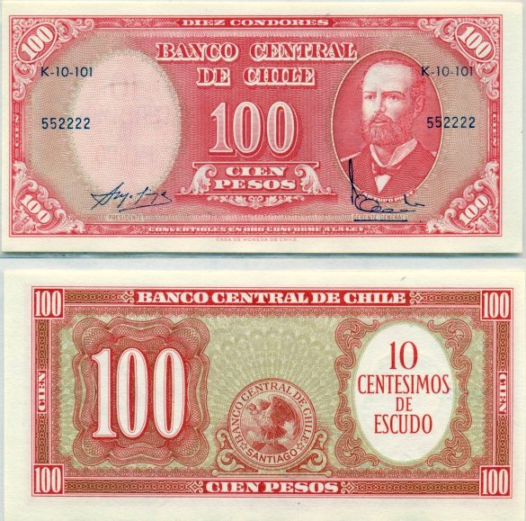 10 Centesimos Chile 1960-61, Pick 127