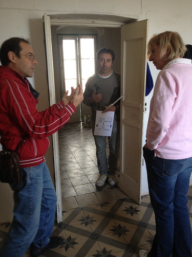 Pietro (translator / local agent), Saverio (builder) and Mary discuss options