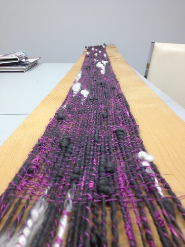 Bamboo statement scarf, on the 'loom'