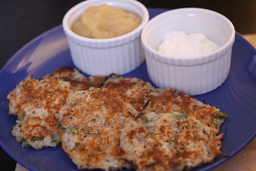 Latkes with Apple Sauce and Sour Cream