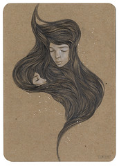 Hair Cocoon 2 - Study. Graphite & Colored Pencil on Paper. Â© 2012