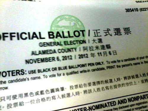 Official Voter Ballot 2012 General Election by Tadaram Alasadro Maradas