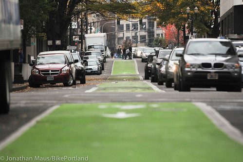 Green bike lanes Stark and Oak-7