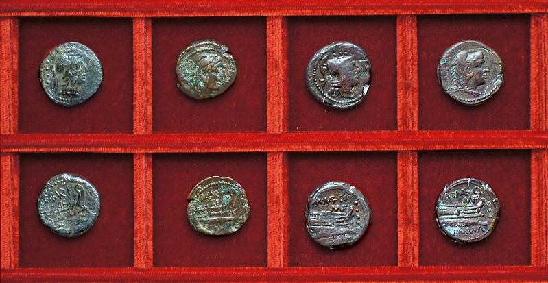 RRC 244 C.ABVRI GEM Aburia bronzes, RRC 245 M. MARCI MN.F Marcia bronzes, Ahala collection, coins of the Roman Republic