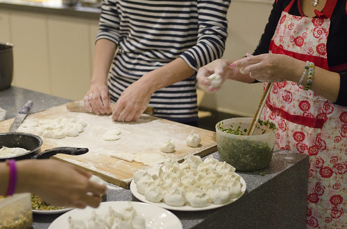 Leaning how to cook Chinese dumpling