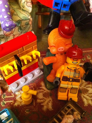 Lego Advent City DaY 5 - "Fireman's Axe & Tool Wall w/ Fire Extinguisher" w/ Bonkeka Kayu by DollZWize