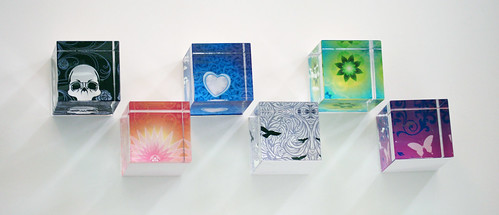 Art Paperweight Glass Cubes