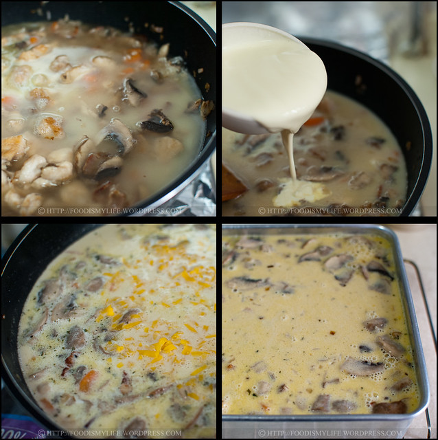 Cheesy Mushrooms and Chicken Baked Rice