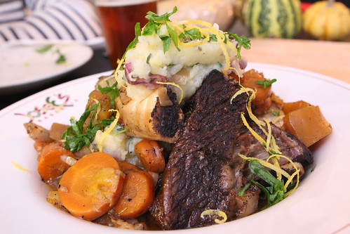 Allagash Four Ale Braised Short Ribs with Sage Mashed Potatoes and Gremolata