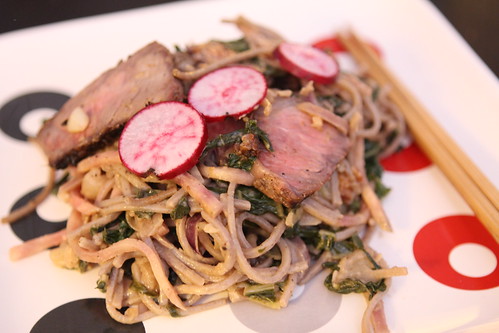 Peanut Soba Noodle with Beef and Bok Choy