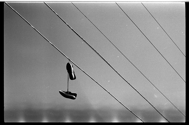 Shoes on wire, Highgate Hill, Brisbane