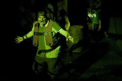 Big green mean machine: Scott Glynn as the Ogre Rumbletum in the Brunton Theatre's 2012 pantomime: Puss In Boots