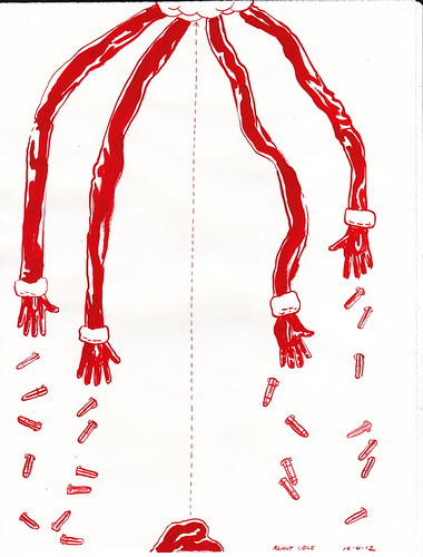 Ilustración: 4 manos lanzando bombas al vacío