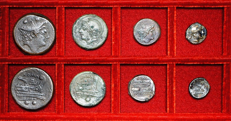 RRC 038 semilibral sextans, semuncia and quartunciae, Ahala collection coins of the Roman Republic