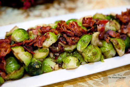 Brussels sprouts with bacon and dried cranberries