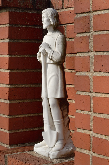 Saint Ignatius Loyola Roman Catholic Church, in Concord Hill, Missouri, USA - statue of Saint Isidore the Farmer