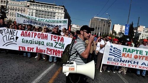Greek workers take to the streets in a general strike against austerity. The country has been negatively impacted by the world capitalist crisis. by Pan-African News Wire File Photos