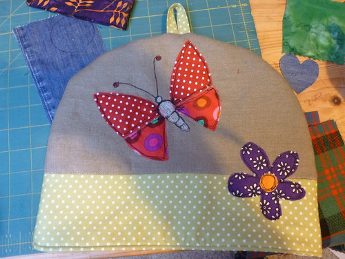 Tea cosy- applique design by Poppy Treffry in book called Free and Easy Stitch Style