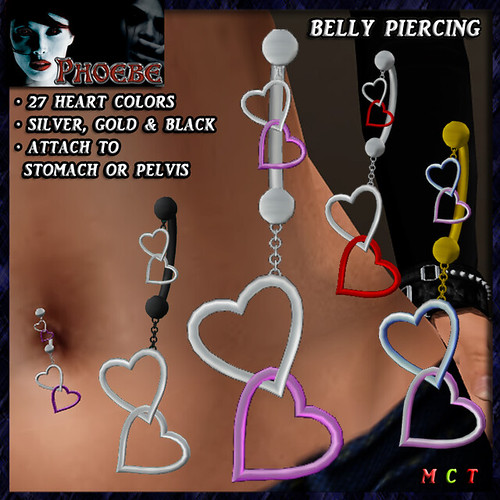 $55l ~ *P* Linked Hearts Belly Piercing