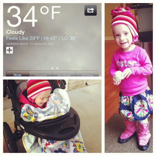 Bundled Addie up for a walk despite the cold. Glad I did. Must combat #winterweightgain :)