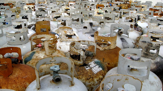 December 2, 2012 - Sea of tanks, collected following EPA's curbside Hazardous Waste pickup days