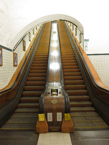 wooden escalators