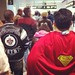 Standing in a crazy long line behind Superman to buy tix to C4 Comic Con! #winnipeg #comic #con #c4 #superman #jets
