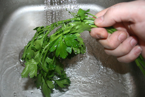 24 - Petersilie waschen / Clean parsley