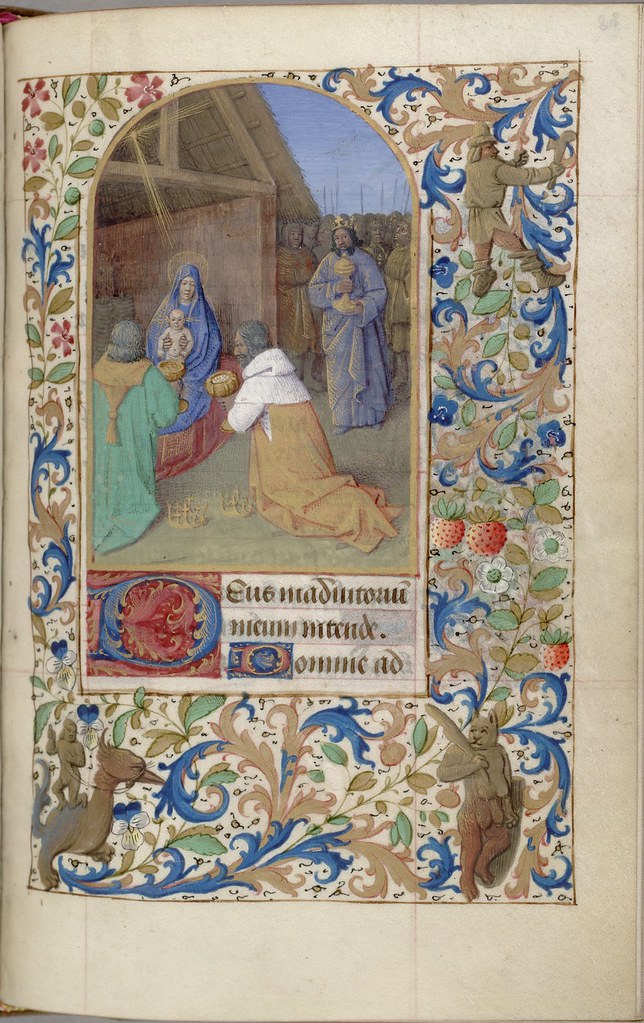 stable scene from New Testament : manuscript painting