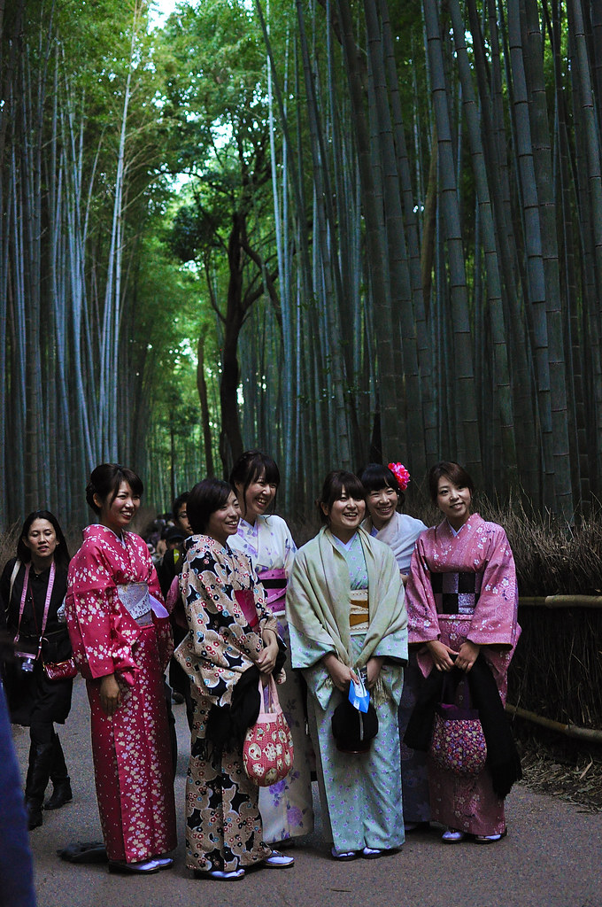 Kimonos in Arashiyama Bamboo Forest 1